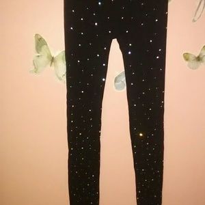 Rhinestone studded leggings